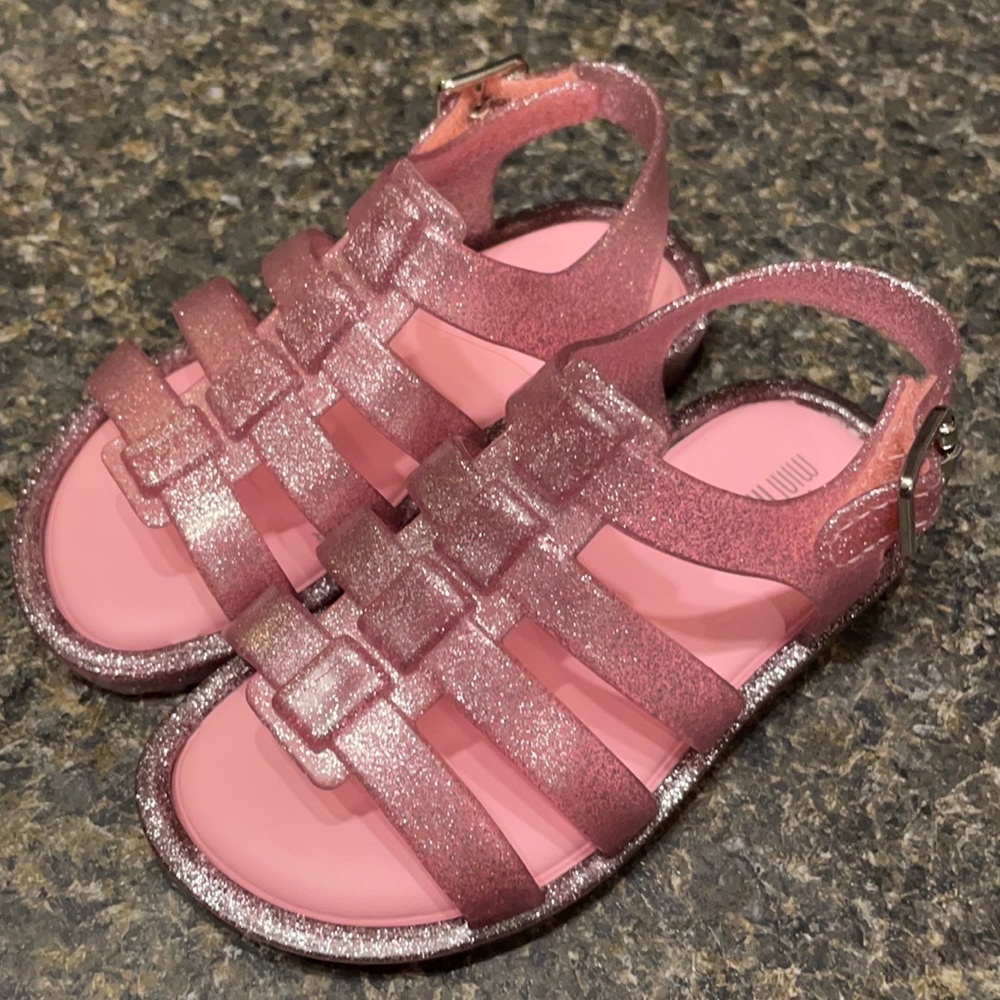 Mini Melissa sandals pink sparkly size 7 toddler